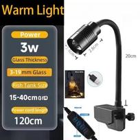 Ultra Slim USB Aquarium LED Light 5V 3W Waterproof Clip-On Lamp Adjustable Yellow White Light for Fish Tank Planted Aquarium Warm Light