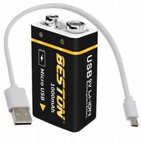 Akumulator 9V Microusb 1000Mah 6F22 6Lr61 522 E-Block R9 + Kabel Zasilający