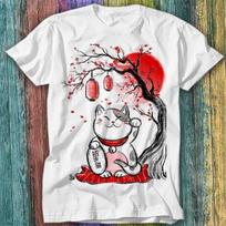 Japanese Dream Lucky Cat Maneki Neko Sakura Bonsai Tree T Shirt Mens Womens Tees Top Top Tee 265 M