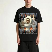 Skibidi Toilet Sigma Ohio Gyatt Funny Meme Men's Women Fashion Hip Hop Tee Casual Oversized Adult Children Parent Child Tshirt S juoda