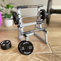 1Set Creative Barbell Rack Pen Holder Mini Squat Rack Ornament With Barbells And Weights Funny Weightlifting Gift Desk Organizer OneSize