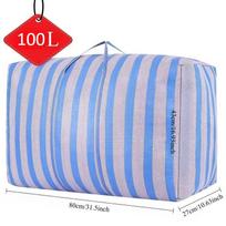 100/180L Large Capacity Car Travel Storage Bag,Thickened Nylon Duffel Bag for Moving,Portable Blue White Storage Household Items