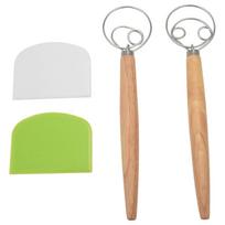 Danish Dough Whisk Hand Mixer,2Pcs Stainless Steel Dough Mixer with 2 Dough Scrapers suitable for Pizza Dough,Sourdough Bread,Etc