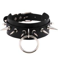 Punk Spike Goth Choker Necklaces Women Collar Studded Rivet Black Pu Leather Men Necklace Pendant Chocker Halloween Gifts
