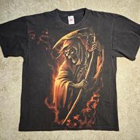 Vtg Y2k Tennessee River Grim Reaper Mens L Black T-shirt Emo Goth Edgy Burnout M