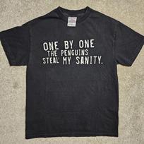 Vtg Y2k Penguins Steal My Sanity Black Size M Graphic T-shirt Emo Scene Mallcore XL