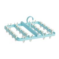 Foldable Windproof Drying Rack with Multiple Clips for Underwear Socks and Small Items Space Saving Hanging Organizer for Indoor Outdoor Use one size mėlyna
