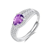 Fashion light luxury natural stone ring s925 sterling silver niche high-end European and American open crystal ring daily gifts live