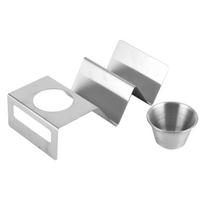 Stainless Steel Taco Holder With Sauce Cup Dishwasher Safe Pancake Stand Heavy Duty Rustproof Taco Stand Pancakes/Hot Dogs šviesiai pilka spalva