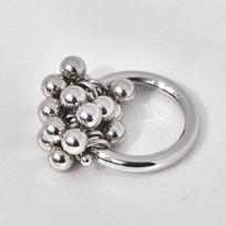 Elegantiškas paauksuotas žiedas su karoliukais, metaliniu rutuliuku ir vynuogių dizainu Size 7 sidabras