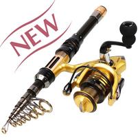 Sougayilang meškerės rinkinys, mini teleskopinis anglies meškerės ir spiningo meškerės derinys 1.3M Rod with GB1000 Reel