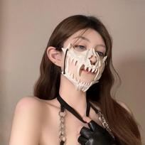 Halloween Mask Half Face Yasha Tengu Mask Posing Live Stream Props Accessories Cos Tiger Wolf Mask white tiger half-face mask (TS-131-3)