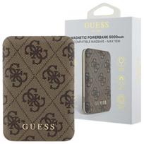 Guess Powerbank Indukcyjny 15Wgupb5Fp4Emgw 5000Mah Brązowy/Brown 4G Skóra Metalowe Logo Magsafe