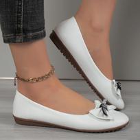 Women Flats 2024 New Butterfly-knot Loafer Shoes Shallow Slip on Comfort Soft Sole Flat Shoes for Women Zapatos De Mujer 35 balta