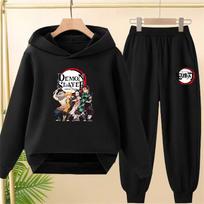 Children's Hoodie Anime Demon Slayer Suitable Hooded Sweatshirt Outerwear Pants Set Autumn Clothing for Age 2-12 Boys Girls 100cm juoda