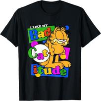 Garfield I Like My Bad Catitude Retro Cartoon Cat T-Shirt S juoda