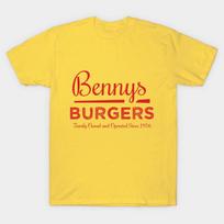 Men Black Print T-shirt Benny'S Burgers No-Cut Transfer Paper Print Cotton Tshirt 3XL geltona