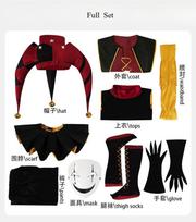 Freak Show Cirko Pierrot Cosplay Kostiumas Pilnas Rinkinys Klouno Veikėjo Vaidmenų Žaidimo Apranga Otome Stiliaus Unisex Pasiruošimo Rinkinys S