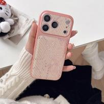 Chic Pink Snake Skin Pattern Fluffy Pom-pom Wrist Strap Luxe Phone Case for iPhone 17 16 15 14 11 12 13 Pro Max Plus Back Cover iPhone17