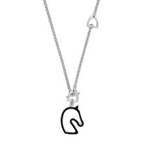 Hermes Horse Head Design Necklace Unisex necklace Black Silver H100116FP03 Box+Shopping Bag