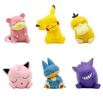Pokemon 6 vnt./rinkinys Pikachu Psyduck Gengar Jigglypuff Gonbe Slowpoke Petys į petį Miegantis Mielas Modelis Lėlė Veiksmo Figūrėlės Žaislai about 4-5cm