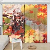 3D Kazuha Genshin Impact Blackout Curtain 2 Panels Anime Printing Window Drapes Living Room Cartoon Home Decor 100W130H(CM)40x51in&Hook