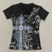 Y2K millennium sexy hot girl V-neck slimming printed T-shirt S juoda