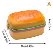 Hamburgerių pietų dėžutė, dviejų aukštų, miela burgerių bento dėžutė, tinkama mikrobangų krosnelėje, vaikams, mokykliniam maistui, maisto indas, šakutės stalo įrankių rinkinys, dovanos A