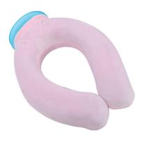 U Shaped Hot Water Bottle PVC Neck Hot Water Bottle Heating Pad with Detachable Cloth Cover Pink 900ml