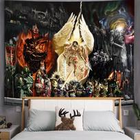 2D Warhammer 40k gobelenas, kosminio jūrų pėstininko primarcho sieninė dekoracija gerbėjų kambariui 47.2x31.5inch/120*80cm