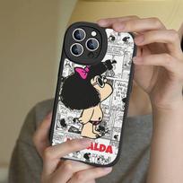 Cartoon Mafalda Leather Phone Case For IPhone 16 15 14 17 Pro Max 11 12 Mini Plus Soft Shell iPhone 15 plus