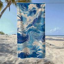 Ocean Wave & Flip Flop Silhouette Beach Towel, Soft Quick-Drying, Perfect For Portable Outdoor Travel,Camping And Summer Beach W30*H60(CM)