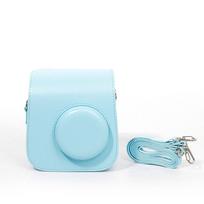 For Fujifilm Instax mini SE/7+ Instant Camera Case PU Protective Cover Travel Storage Bag with Shoulder Strap Photography Pouch šviesiai mėlyna spalva