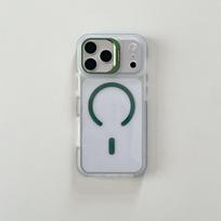 iPhone 17 Pro Max Case with Color Plated Lens Bracket & Magnetic Protection Cover for iPhone 16/15. 14 žalia