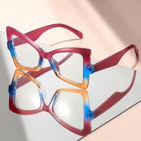 New butterfly-shaped flat light glasses, fashionable party, personalized and exaggerated anti-blue light glasses raudona