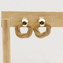 Trendy Gold Plated Woven Knot Earrings Vintage Statement Hoop Earrings for Women Fashion Party Jewelry