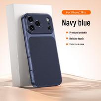 Lambskin TPU Stick-on iPhone 17 Pro Max Case: Full Coverage, Drop Protection iPhone 13 tamsiai mėlyna spalva