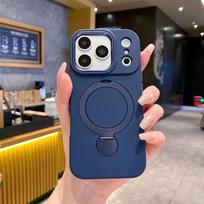 Apple iPhone 14/15/16/17 Pro Max Magnetic Rotating Bracket Case - Solid Color, Skin-Feel, Protective, Large Hole Design. For iPhone 16 Pro mėlyna