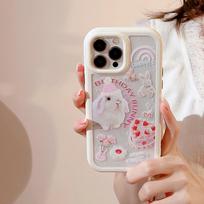 Magnetic Pink Rabbit Bracelet Case for iPhone 14/16/17 Pro Max - Cute, Drop-proof 14 Plus