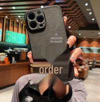Premium Lambskin Leather Case for iPhone 16 Pro Max, 15, 14, 13, and iPhone 17 Air 16 Pro Max (Packaged) pilka spalva