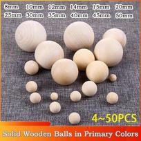 4-50pcs  8mm-50mm Solid Wooden Balls in Primary Colors Wooden Primary Color Solid Round Wooden Ball Decoration DIY Home Parts 8mm 50pcs