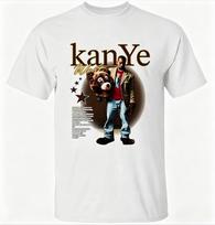 2026 New Kanye West Vintage Retro Bear Graphic Tee Shirt Hip Hop Streetwear Rap Music  Unisex Black Summer for Unisex Tshirt M