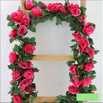 Lush 2.4m Artificial Silk Rose Flower Ivy Vine Garland For Wedding And Party Decor Rose