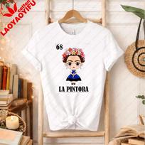 Cute Cartoons Chibi Frida Kahlo TShirt Mexican Artist Kawaii Graphic Tee Art Lover Gift Summer Clothes for Women Shortsleev S