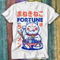 Maneki Neko Fortune Teller Lucky Cat Noddle Ramen Chinese T Shirt Mens Womens Tees Top Top Tee 262 M