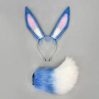 2 vnt./rinkinys Purios triušio ausų lankelis Uodega Cosplay rekvizitas Pliušinis gyvūno galvos apdangalas Reguliuojamas triušio ausų Anime Expo vakarėlio gyvūno uodega ear and tail gray