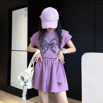 Girls' Summer Clothes Wear Children's Clothing Girl Setup Toddler Kids Sets  Girls' Set Tracksuit 130cm violetinė