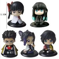 Model Hot sold Demon Slayer Q Version Sitting Figure Toy Anime Kimetsu no Yaiba Tanjiro Nidouzi Inosuke Zenizu PVD Figurine Doll