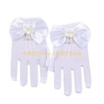 49MD Charm Princesses Mesh Gloves Costume Accessories for Girls Birthday Parties and Fancy Dress Formal Occasion Stage Props balta