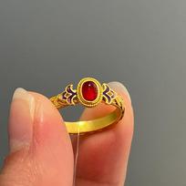 Vintage palace style carnelian rings for women light luxury exquisite Exquisite retro ring party wedding romantic jewelry resizable auksas